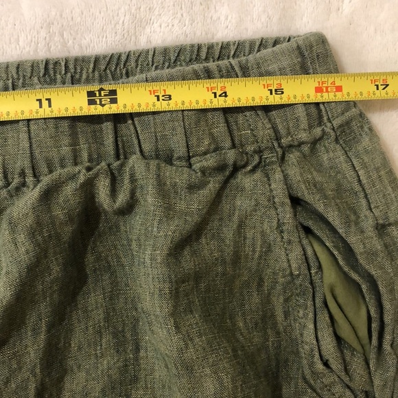Eileen Fisher Green Wide Leg Organic Linen Pants - Size Medium - Picture 6 of 7
